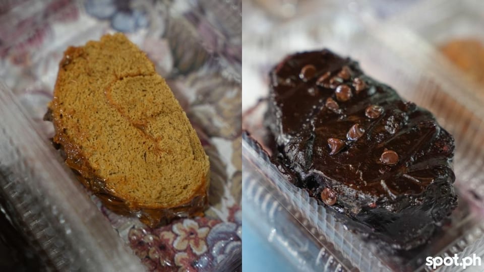 Liliw Bakeshop's caramel cake slice and chocolate cake slice